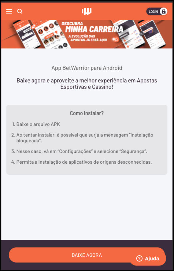 BetWarrior App Apk Android Download Baixar iOS iPhone