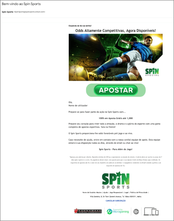 Spin Sports Cadastro 3