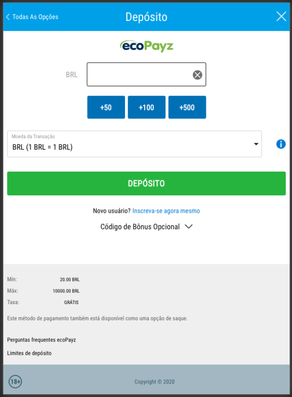 Sportingbet Métodos de Pagamento ecoPayz