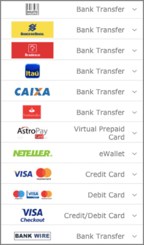 Bet365 métodos de pagamento cartao de credito e debito
